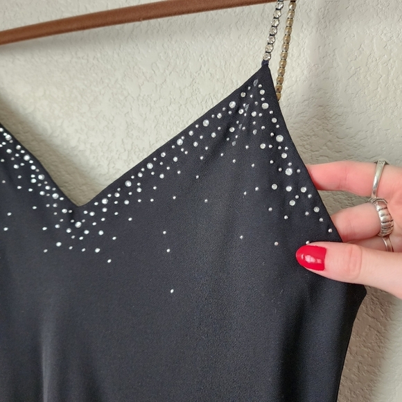 DAVE & JOHNNY x VINTAGE 90s prom dress black gem straps 11/12 - Picture 7 of 13